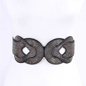 Plus Size Hematite Rhinestone Corset Waist Statement Belt